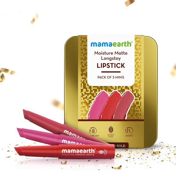Mamaearth Moisture Matte Long Stay Lipstick Gift Set - Bright and Bold - Limited Time Offer
