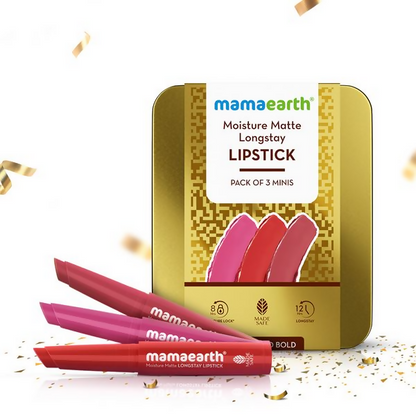 Mamaearth Moisture Matte Long Stay Lipstick Gift Set - Bright and Bold - Limited Time Offer