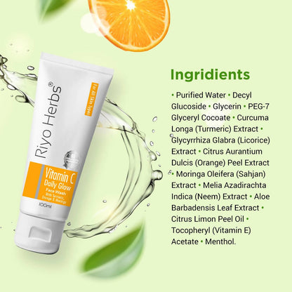 Riyo Herbs Vitamin C Daily Glow Face Wash With Turmeric, Orange & Moringa