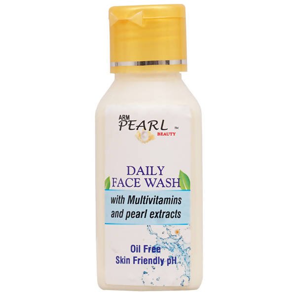 Arm & Pearl Daily Face Wash bottle with yellow cap on a white background