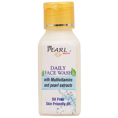 Arm & Pearl Daily Face Wash bottle with yellow cap on a white background