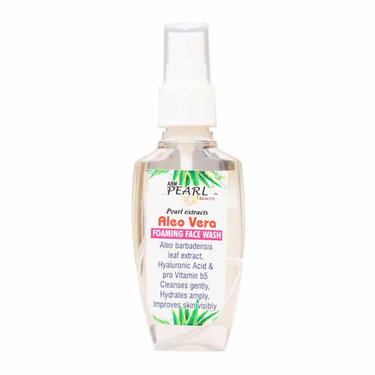 A bottle of Pearl & Pearl Aloe Vera Foaming Face Wash on a white background
