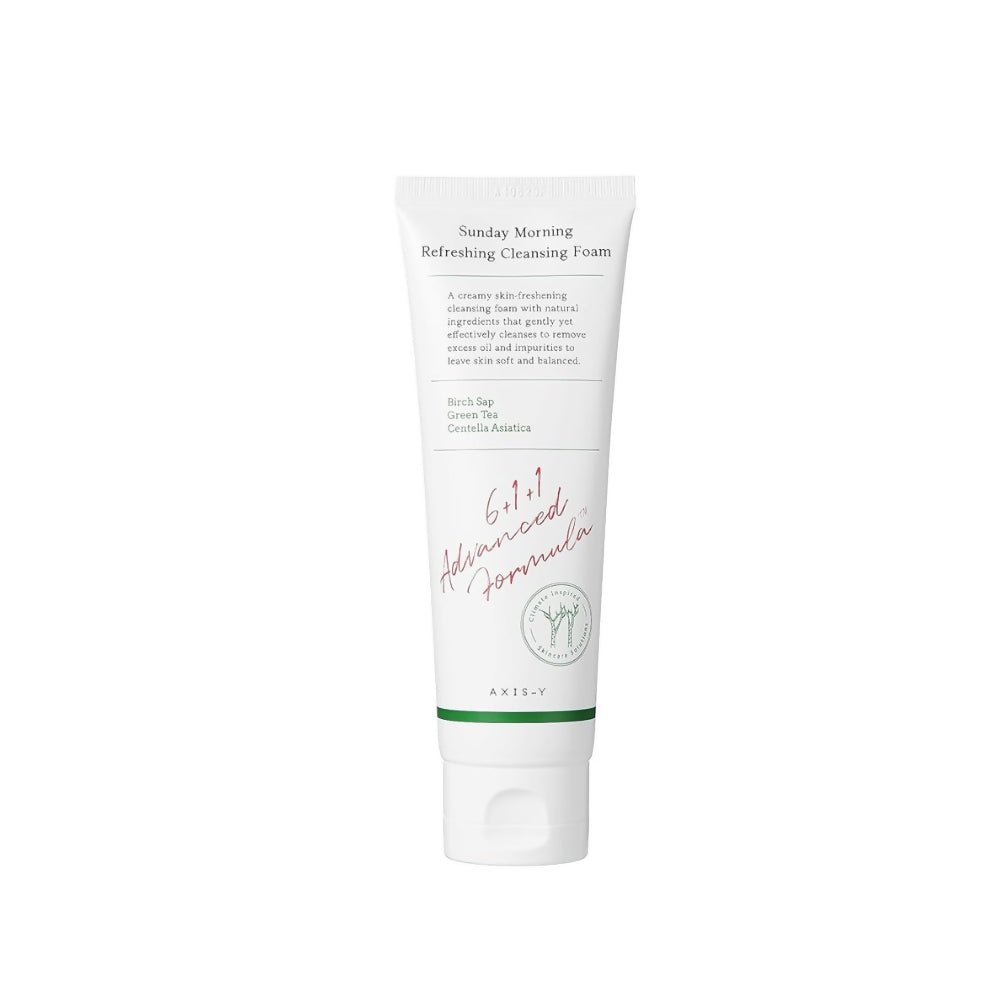 Tube of Sunday Morning Refining Cleansing Foam on a white background