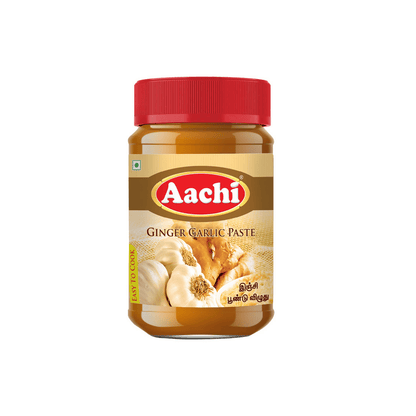 Jar of Aachi Ginger Garlic Paste on a white background