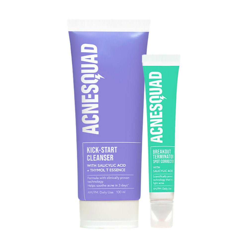 Two Acnesquad skincare products on a white background
