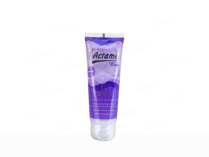 Purple tube of Actamax cream on a white background