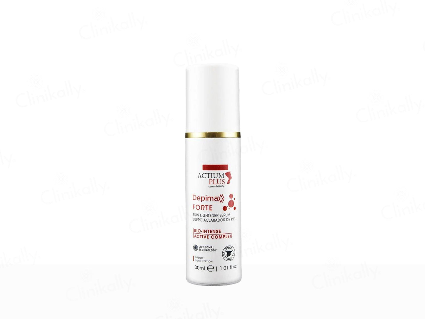 Skincare bottle labeled 'Depimax Forte' on a white background