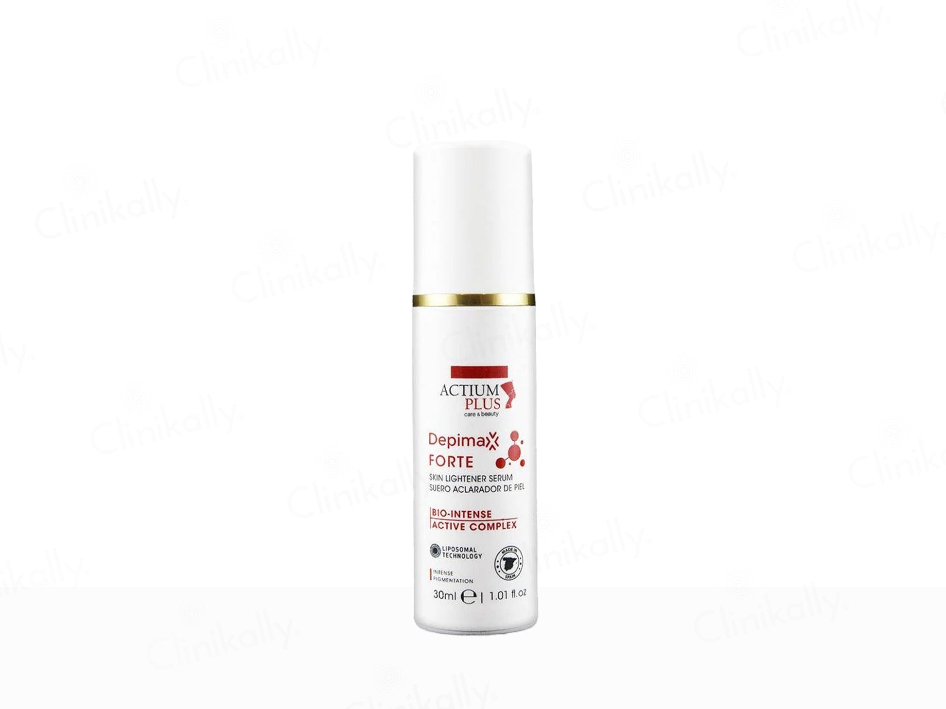 Skincare bottle labeled 'Depimax Forte' on a white background