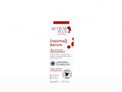 Actium Plus Depimax Serum packaging on a white background