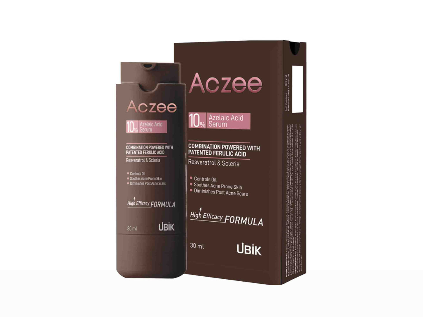 Aczee Ubik skincare serum packaging on a white background