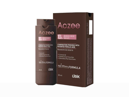 Aczee Ubik skincare serum packaging on a white background