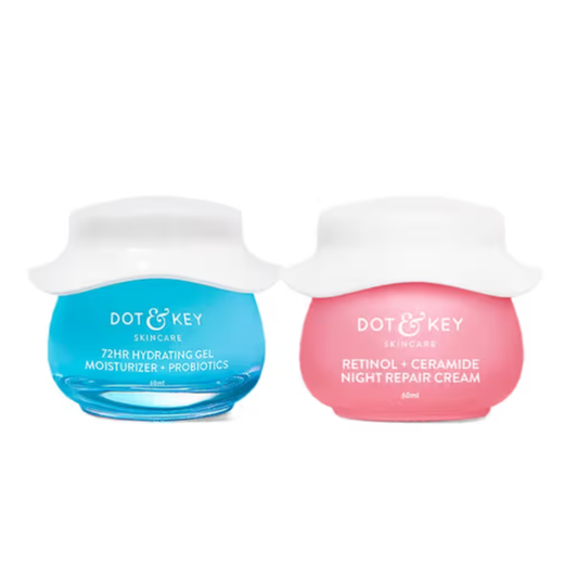 Dot & Key AM PM Routine With Hyaluronic Acid- 72HR Hydrating Probiotics Gel & Retinol Night Cream