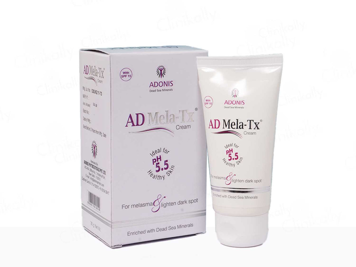 AD Mela-Tx cream and packaging on a white background