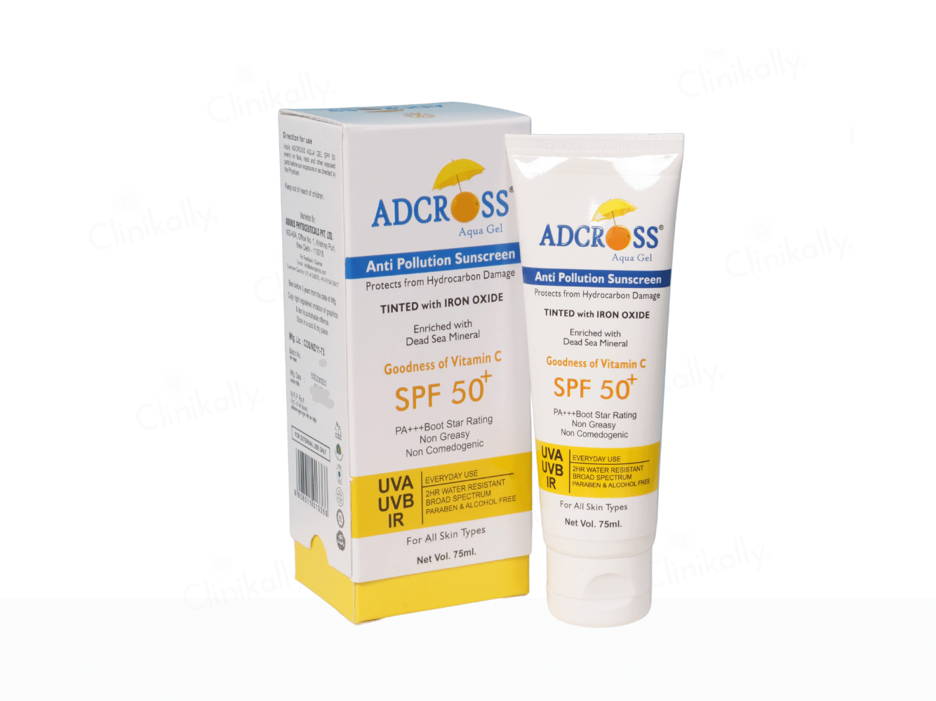 Adcross anti-pollution sunscreen packaging on a white background