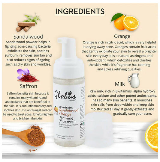 Globus Naturals Sandalwood Orange Foaming Face Wash