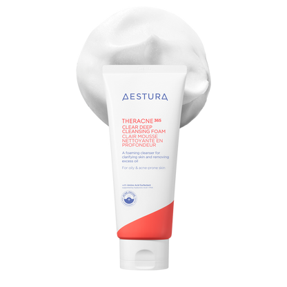 Aestura Theracne 365 Clear Deep Cleansing Foam on a white background