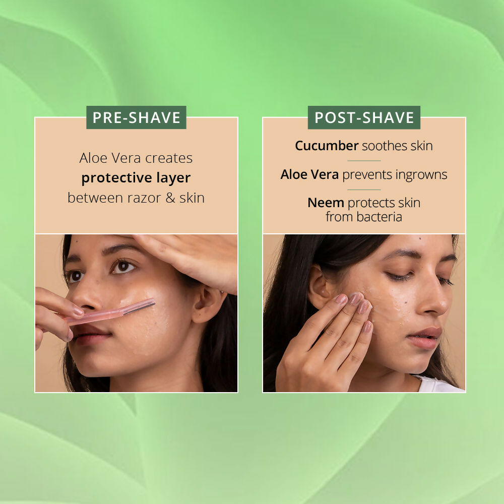 Carmesi Facial Shaving Balm for Women - 2-in-1 (Pre + Post-Shave) - Aloe Vera, Cucumber, Neem