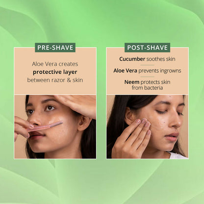 Carmesi Facial Shaving Balm for Women - 2-in-1 (Pre + Post-Shave) - Aloe Vera, Cucumber, Neem
