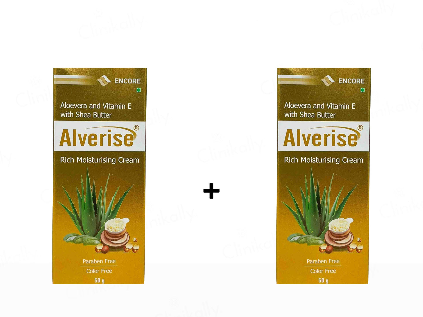 Two boxes of Alverise Rich Moisturising Cream with aloe vera and vitamin E on a white background.