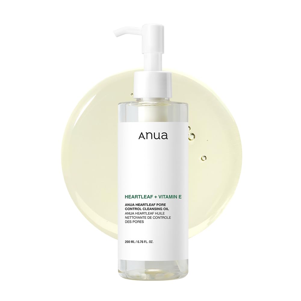 Anua skincare bottle with pump on a white background