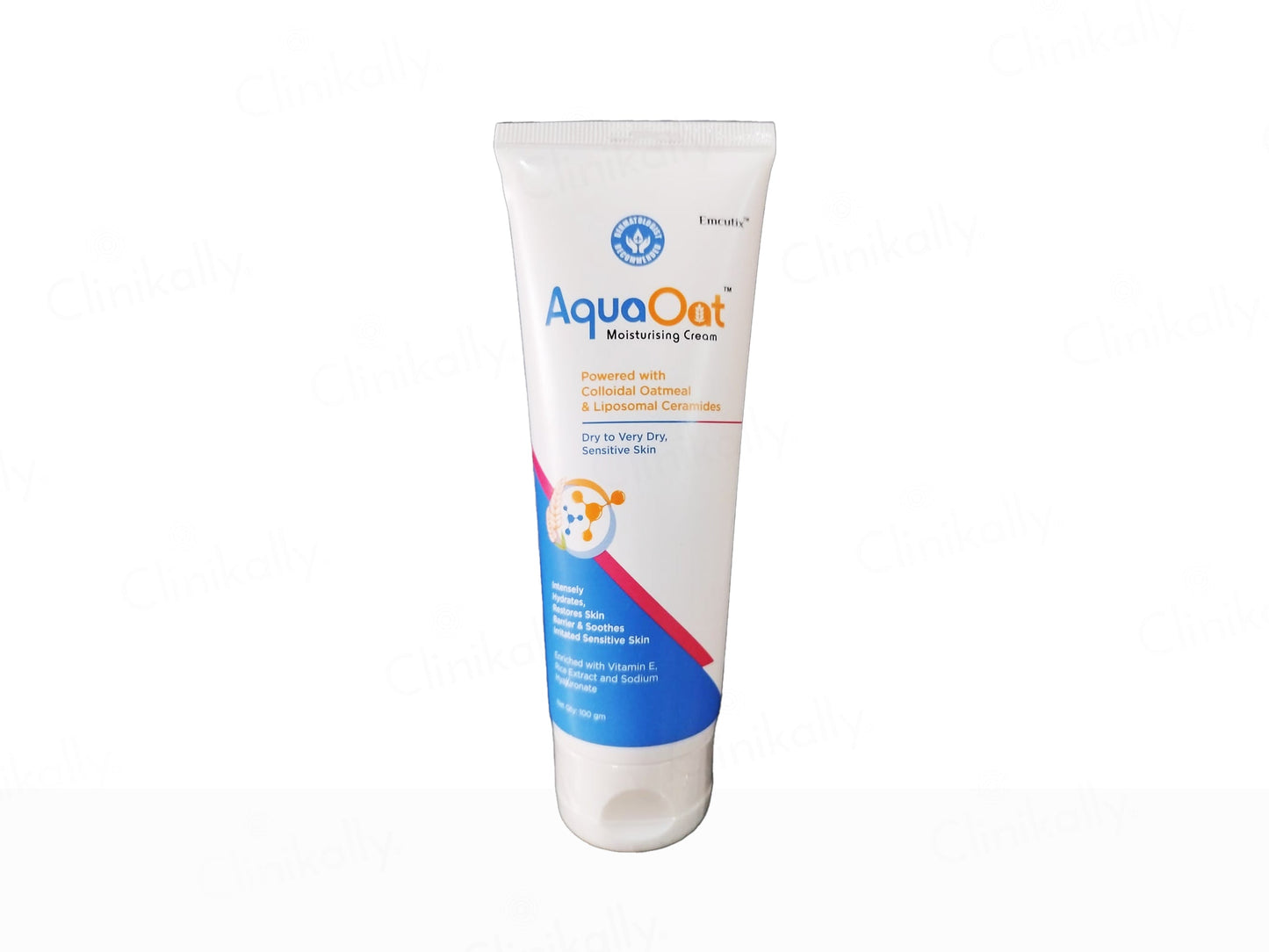 Tube of AquaOat moisturizing cream on a white background