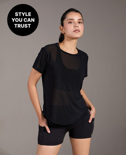 Kica Quick Dry Mesh Sporty Top Black