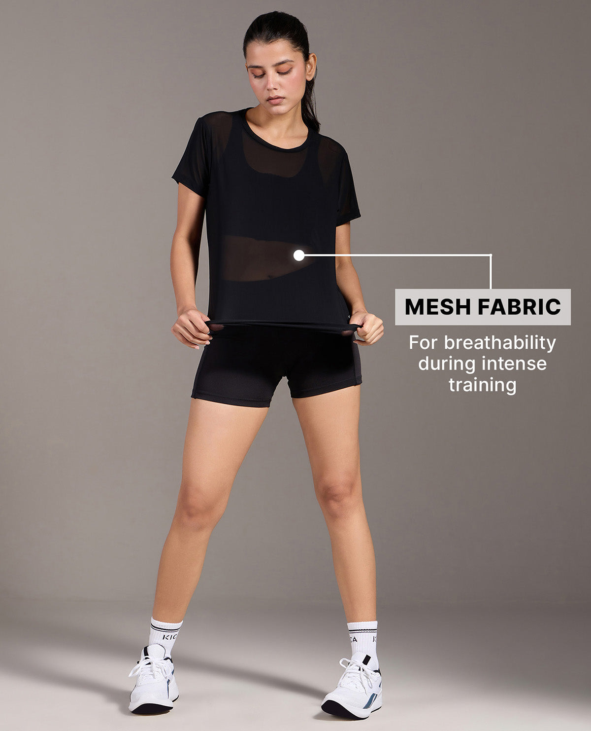 Kica Quick Dry Mesh Sporty Top Black