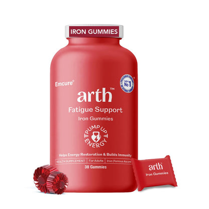 Arth Chelated Iron Gummies - High Absorption, Energy Boost, 30 Veg Gummies