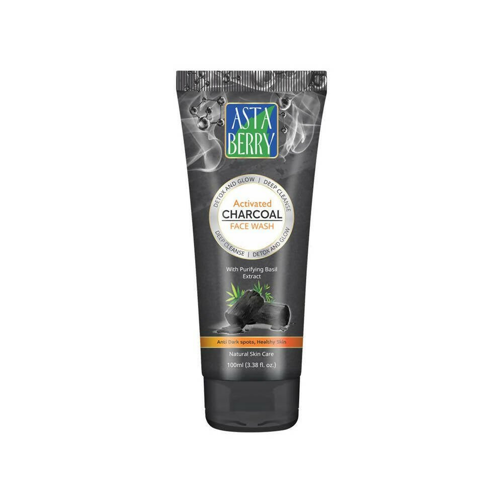 Astaberry Activated Charcoal Face Wash tube on a white background