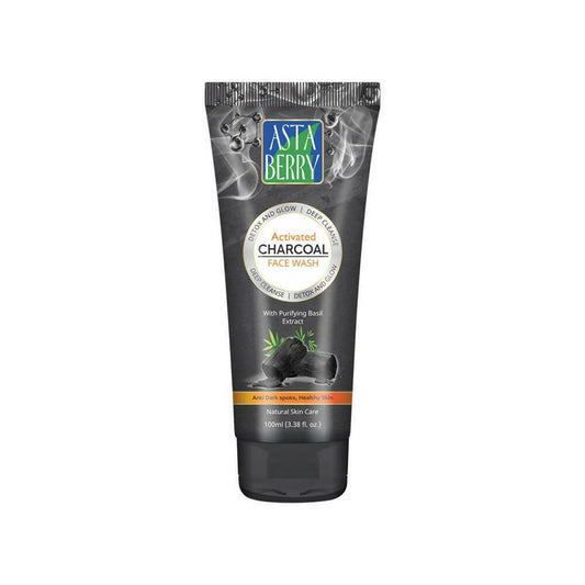 Astaberry Activated Charcoal Face Wash tube on a white background