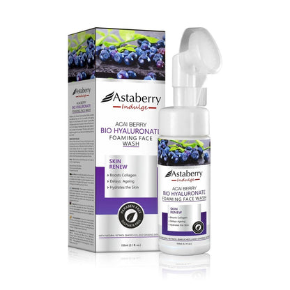 Astaberry Acai Berry Bio Hyaluronic Foaming Face Wash with packaging on a white background