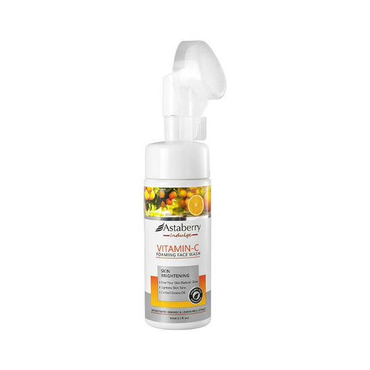 Vitamin C face scrub bottle with colorful label on a white background