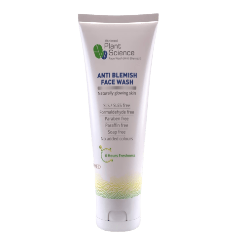 Tube of Plant Science Anti Blemish Face Wash on a white background