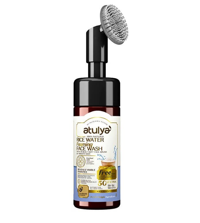 Atulya Rice Water Foaming Face Wash with pump on a white background