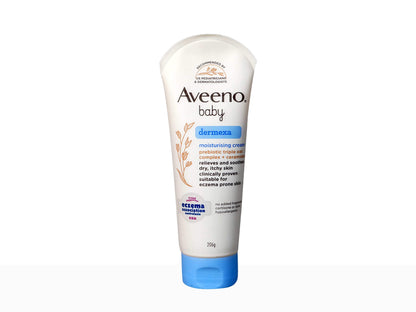 Aveeno baby moisturizing cream tube on a white background