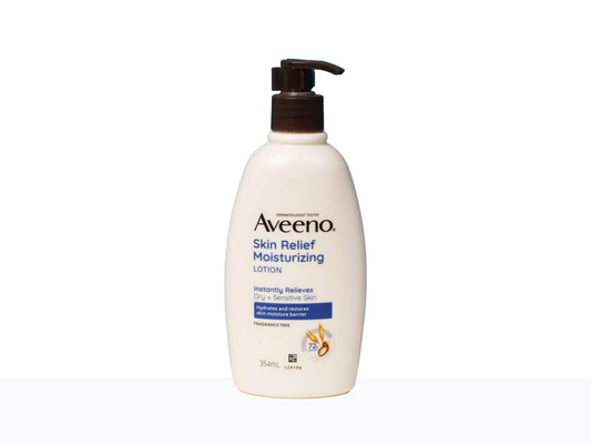 Aveeno Skin Relief Moisturizing Lotion bottle on a white background