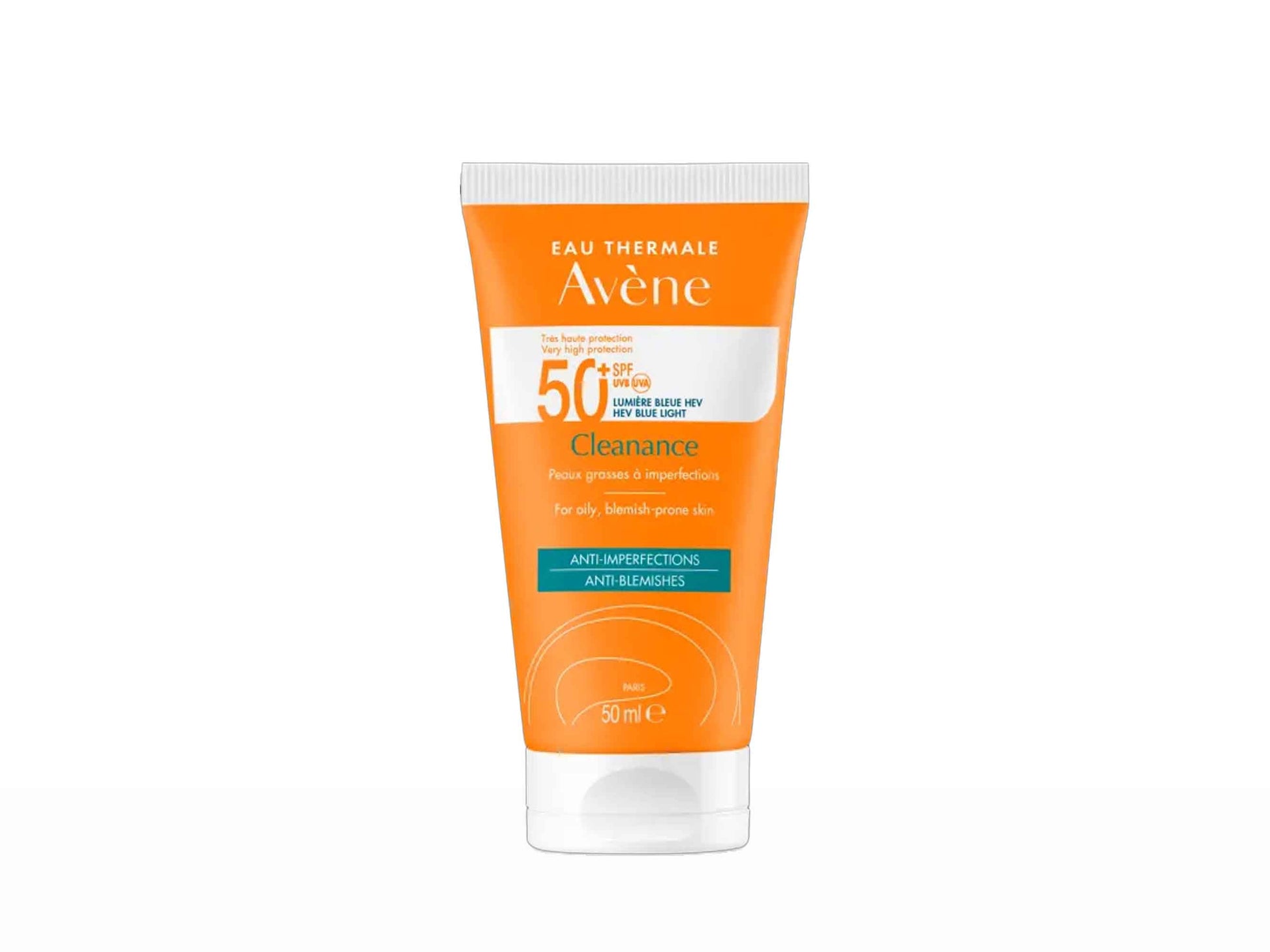Avene sunscreen tube on a white background