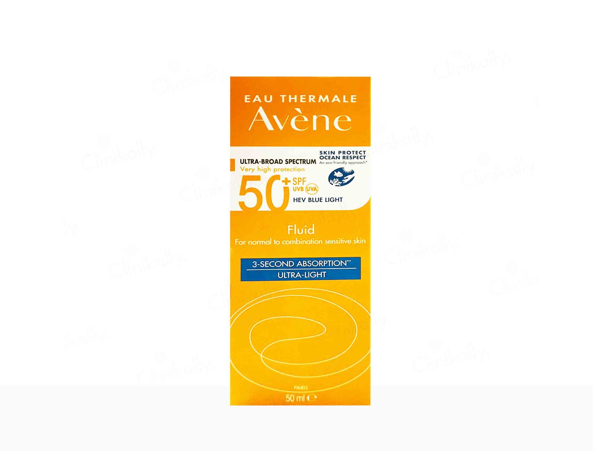 Avene sunscreen packaging on a white background