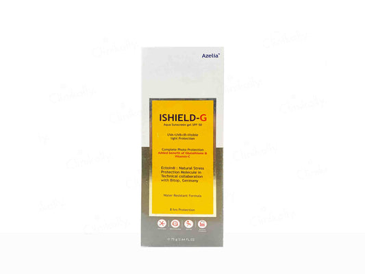 Azelia Ishield-G sunscreen gel packaging on a white background