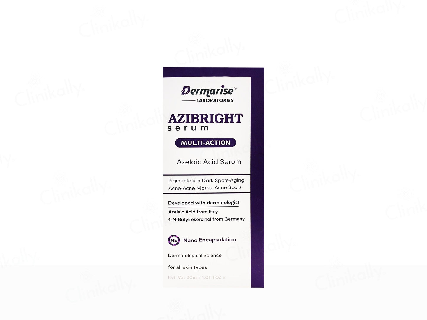 Dermarise Azibright serum packaging on a white background