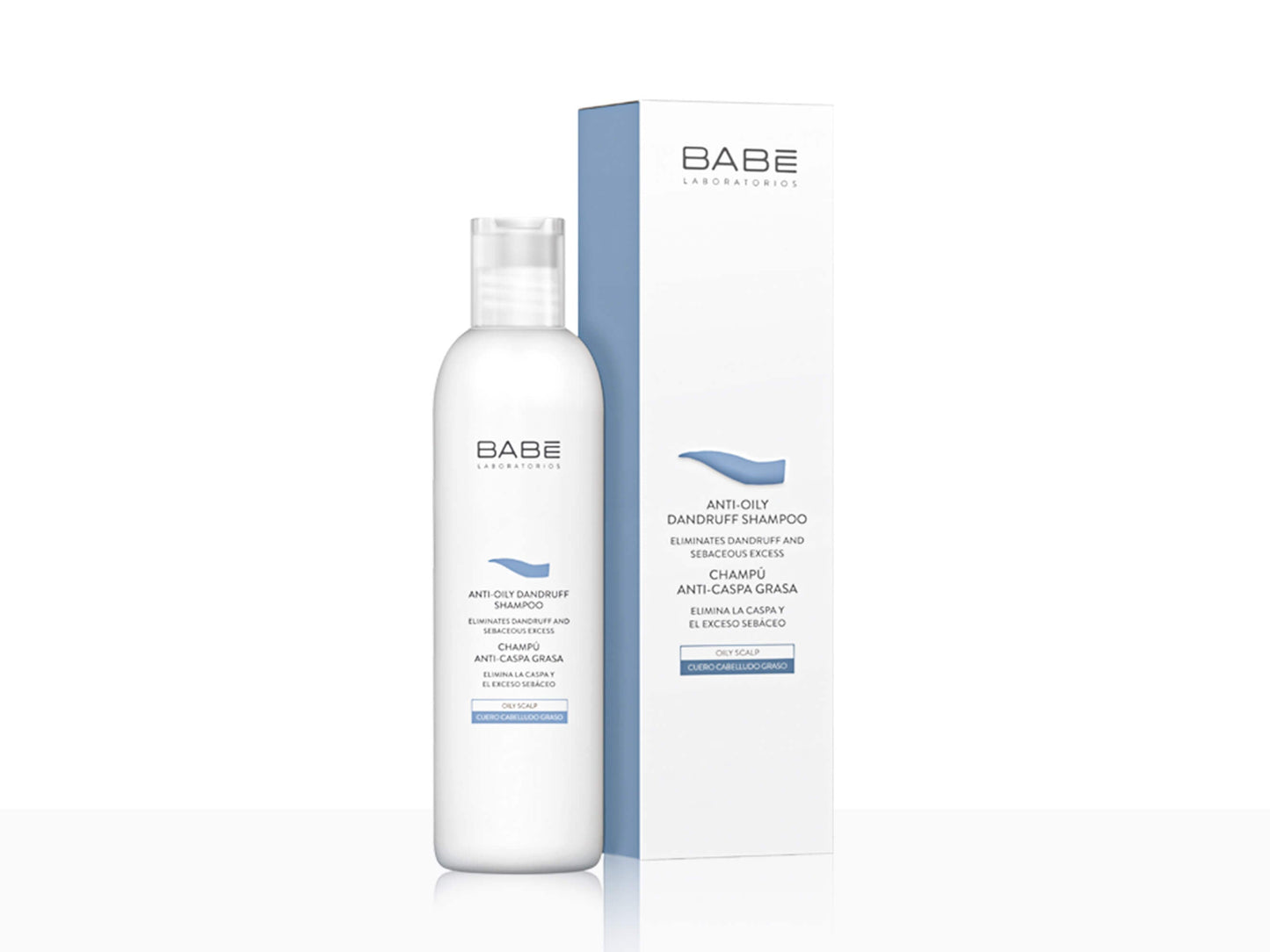 Babe shampoo bottle and packaging on a white background