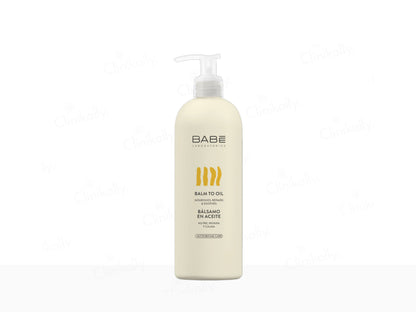Bottle of BABE balm on a white background