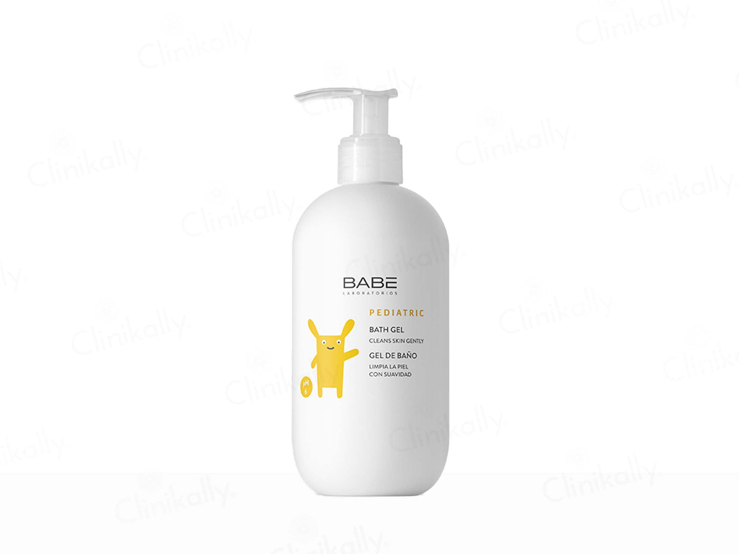 Bottle of Babe Pediatric Bath Gel on a white background