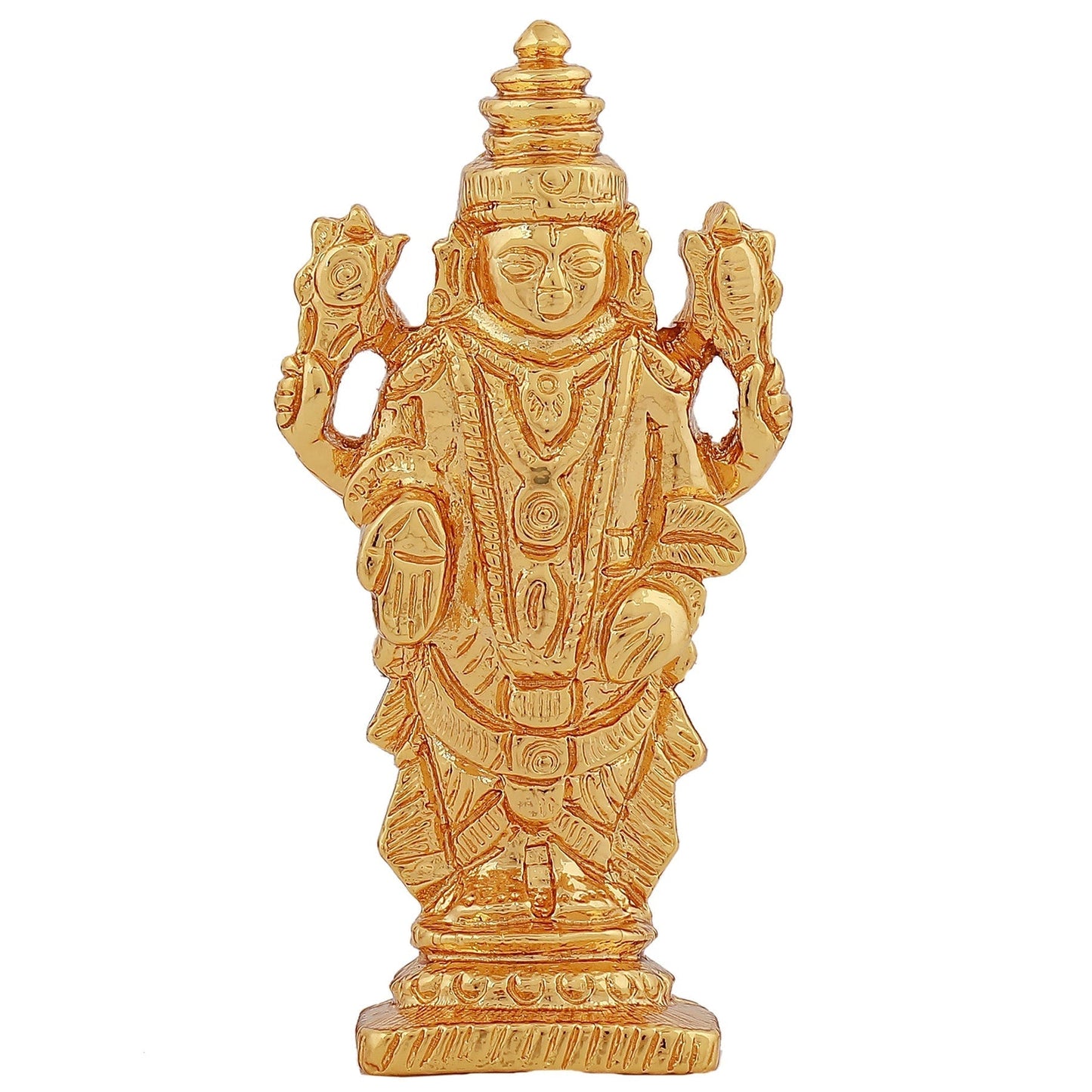 Estele Gold-Polished Lord Tirupati Balaji Idol Showpiece for Pooja Mandir/ Home Decorative