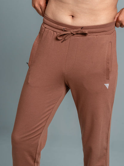 Men Combed Cotton Rich Jogger with Side Pockets Camel EJ5