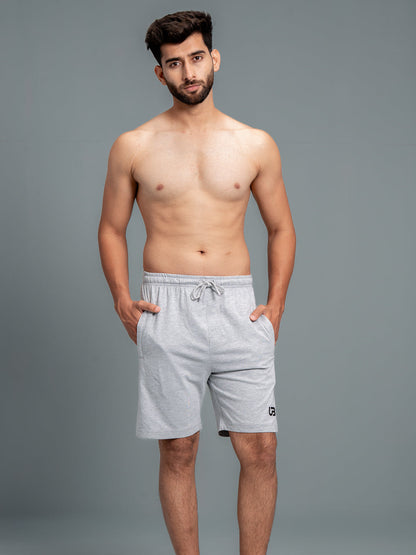 Men Combed Cotton Rich Agile Shorts Grey Melange AGS1