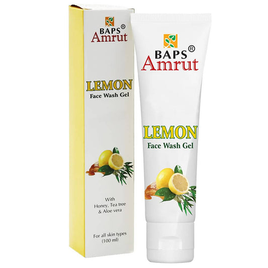 BAPS Amrut Lemon Face Wash Gel packaging on a white background