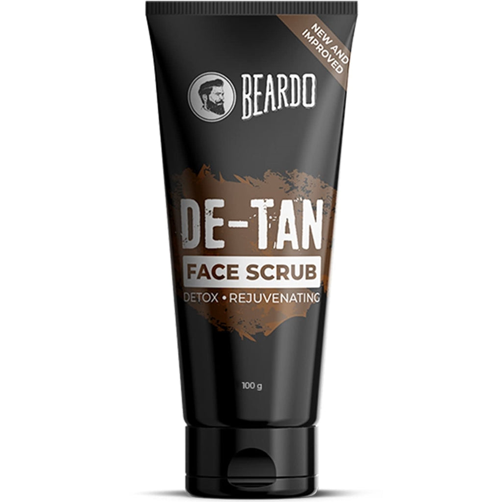 Beardo De-Tan Face Scrub tube on a white background