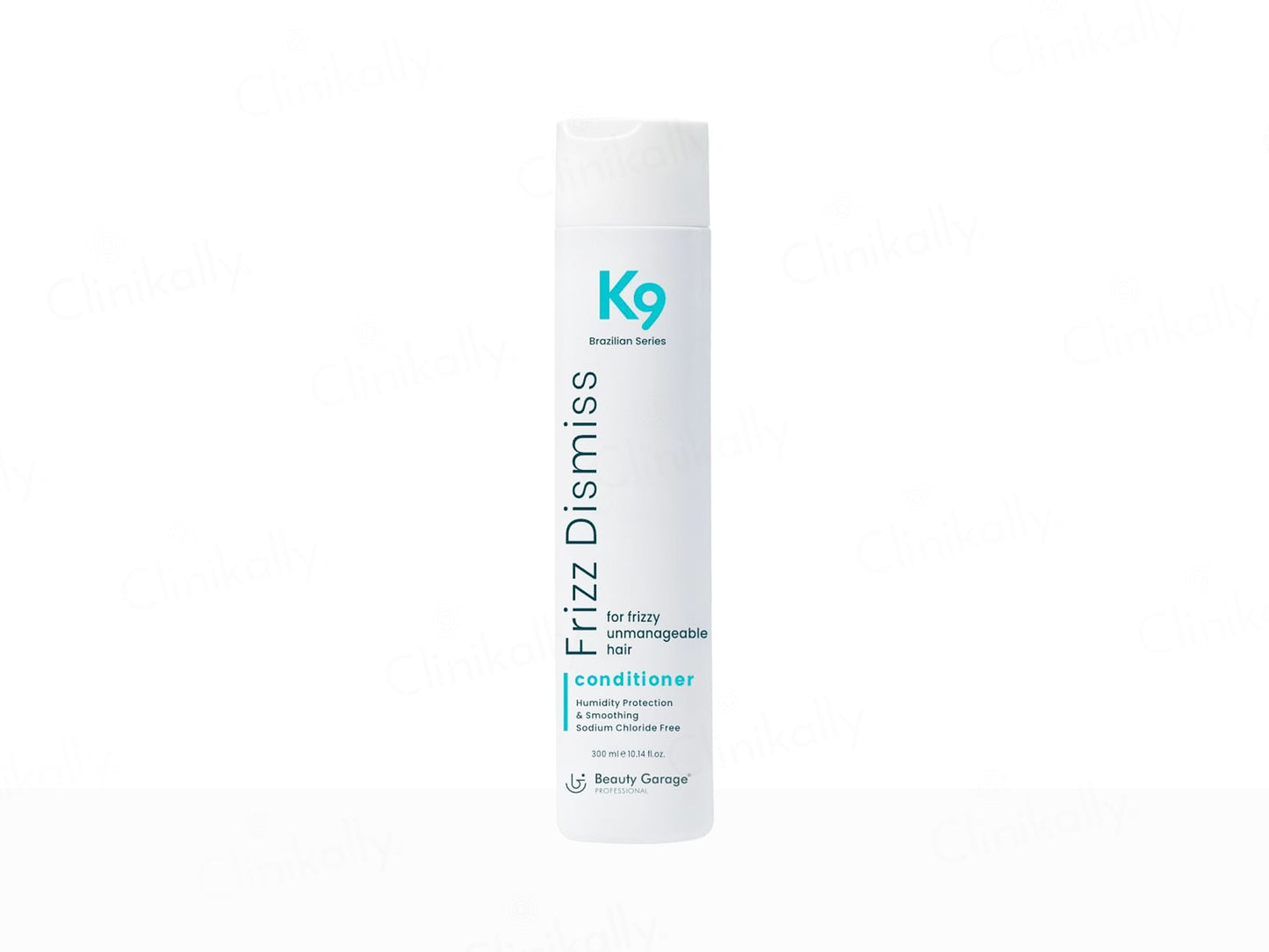 K9 Frizz Dismiss conditioner bottle on a white background