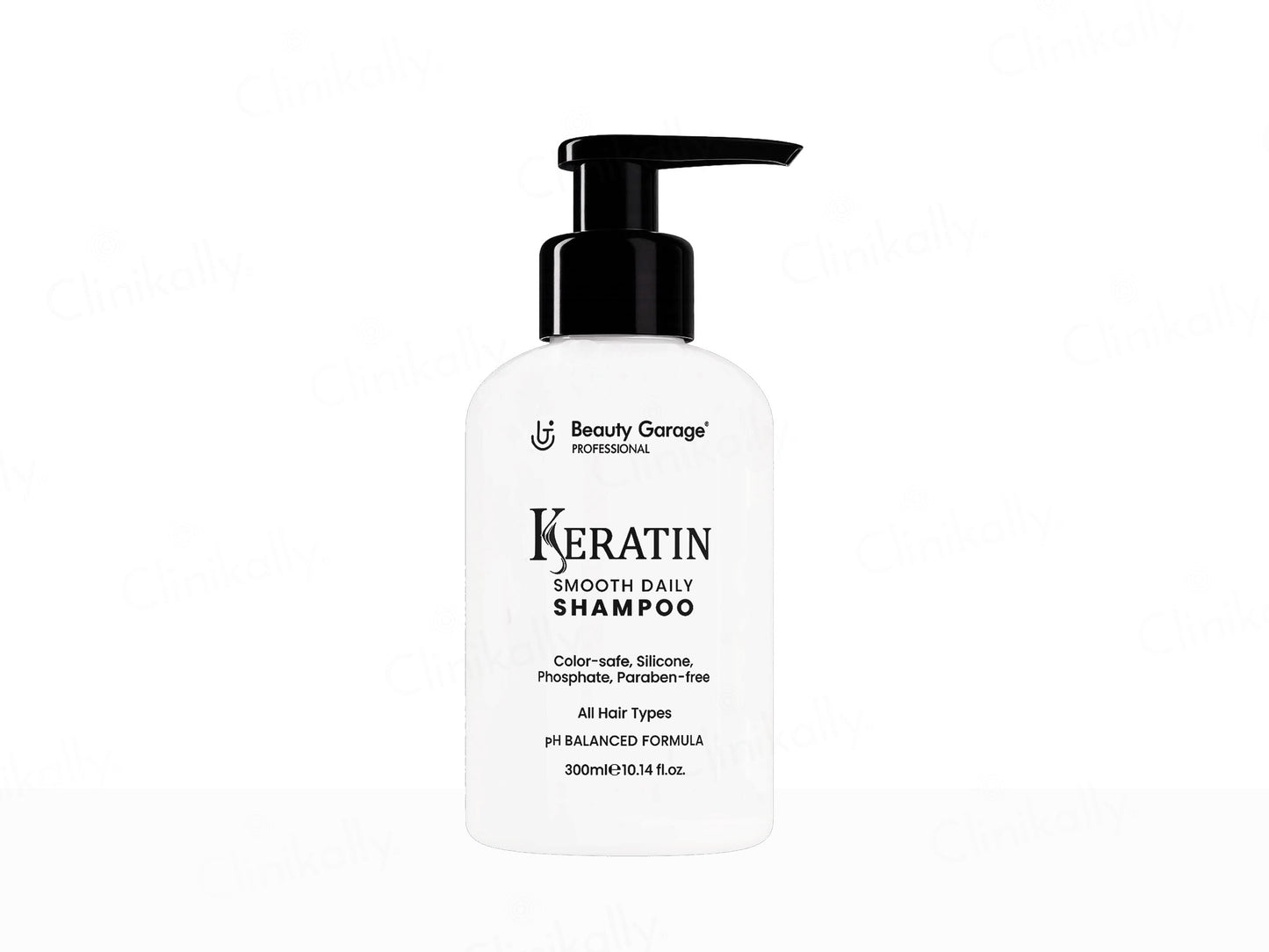 Beauty Garage Keratin Smooth Daily Shampoo bottle on a white background